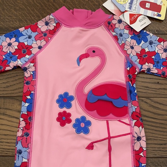 NWT 0-6 month JoJo Maman Bebe 1 piece sun protection swim suit - Picture 2 of 3